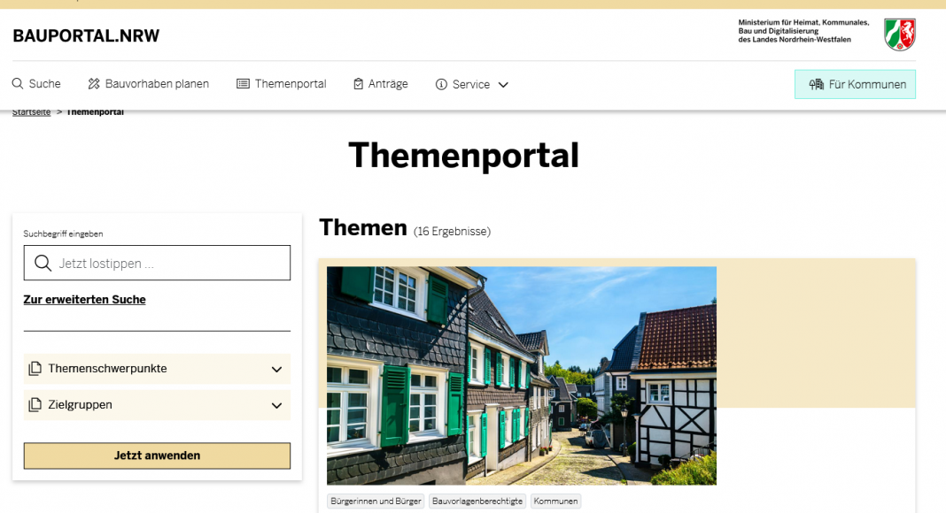 Update für das Bauportal Nordrhein-Westfalen – Nutzerfreundlicher